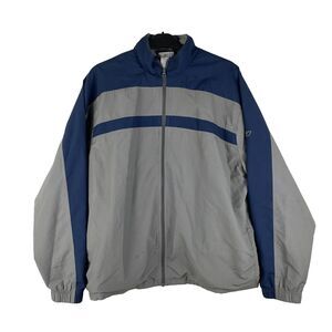 Reebok Zip Up Fleece Lined Windbreaker Jacket Men’s L Navy & Gray‎